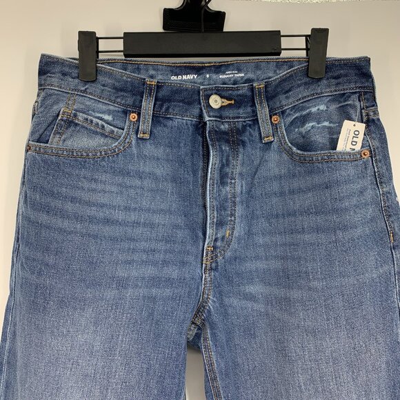 Old Navy Jeans High Rise Slouchy Taper Button Fly Blue Denim NWT - Picture 3 of 9